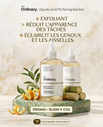 The Ordinary - Solution Tonifiante à l'Acide Glycolique 7% - Exfoliant Éclaircissant (Visage, Spécial Genoux, Aisselles)