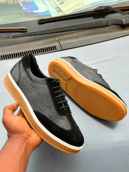 Sneakers Loro Piana Homme Cuir Croco Semelle Gomme