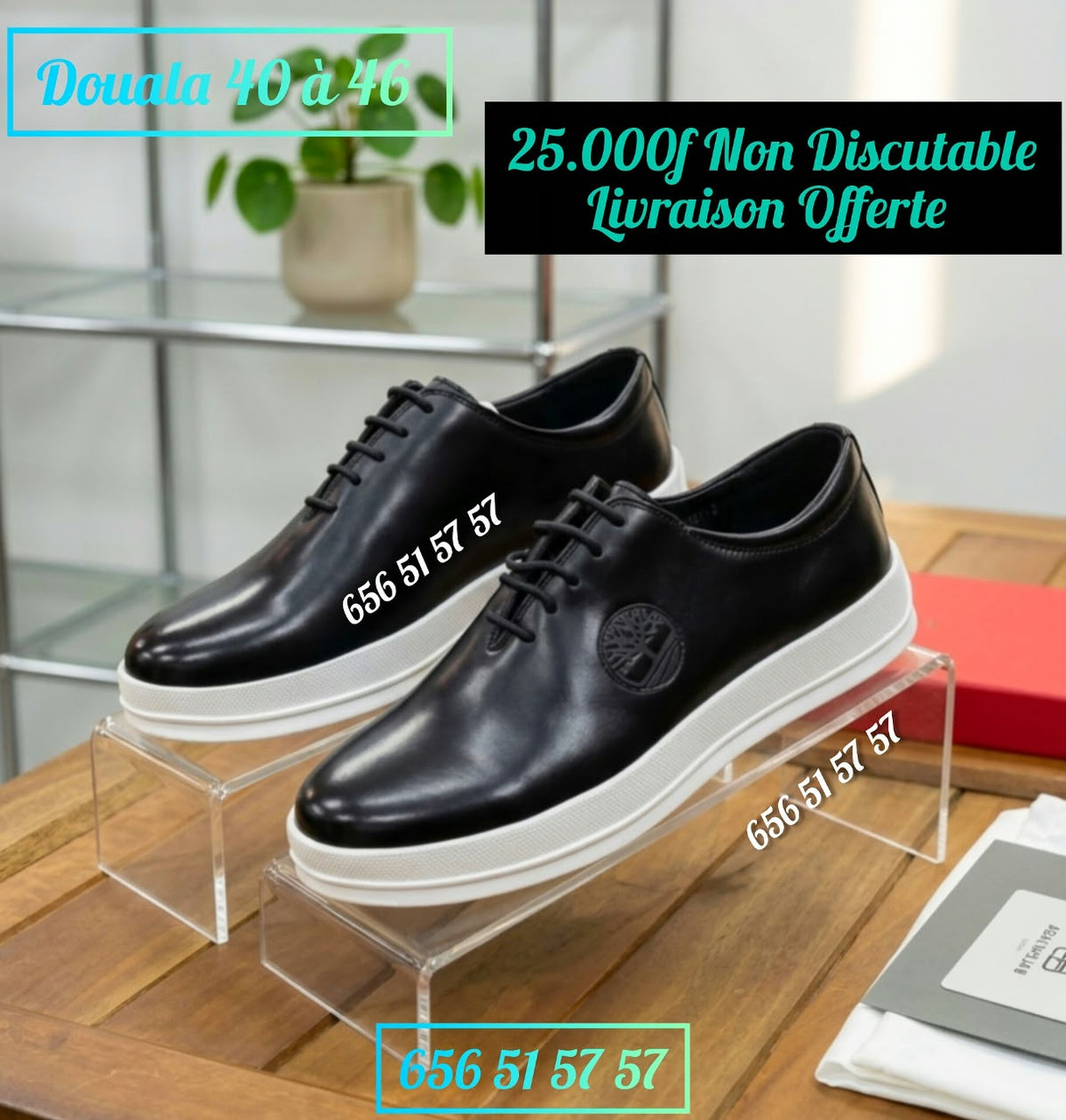 Sneakers Cuir Casual Chic – Noir & Gris