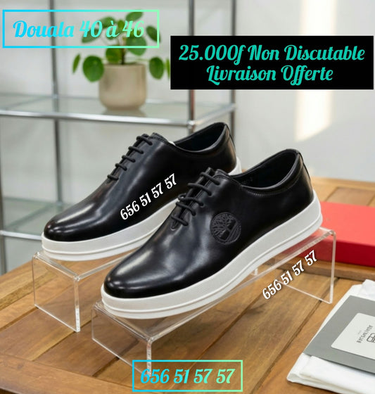 Sneakers Cuir Casual Chic – Noir & Gris