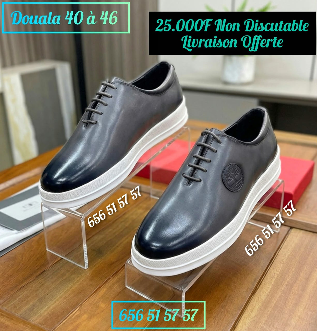 Sneakers Cuir Casual Chic – Noir & Gris