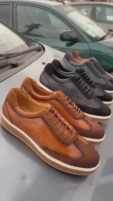 Sneakers Loro Piana Homme Cuir Croco Semelle Gomme