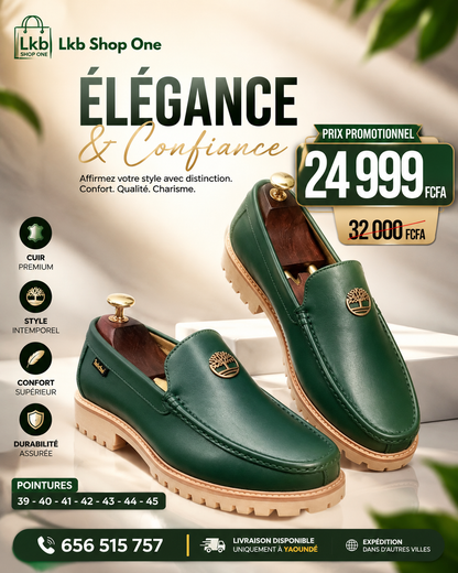 Mocassins Premium Élégants – Vert & Marron