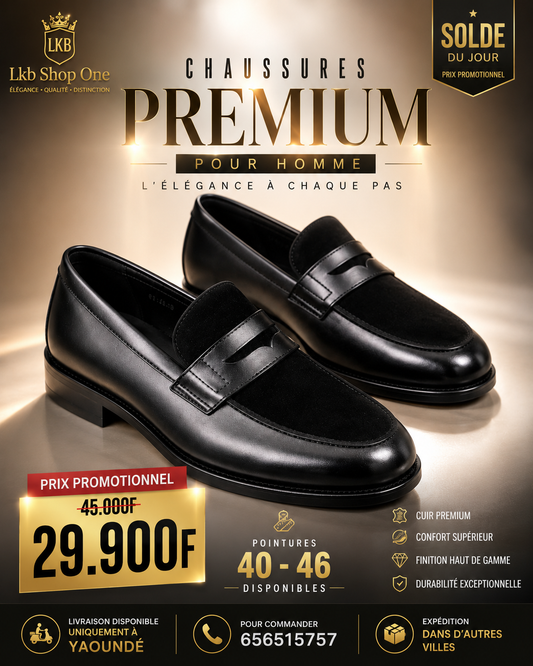 Mocassins Cuir & Daim Bicolore – Noir