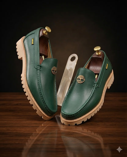 Mocassins Premium Élégants – Vert & Marron