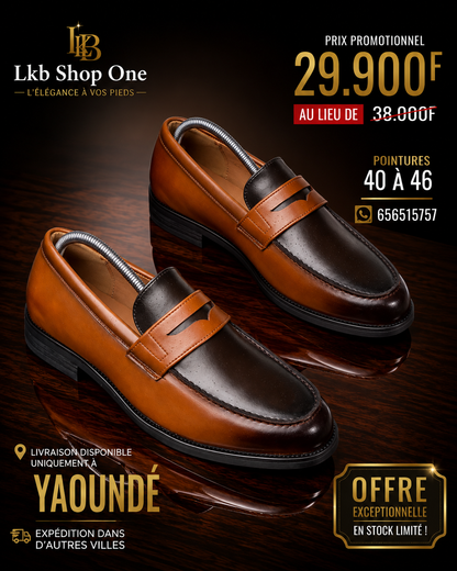 Mocassins Cuir & Daim Bicolore – Noir